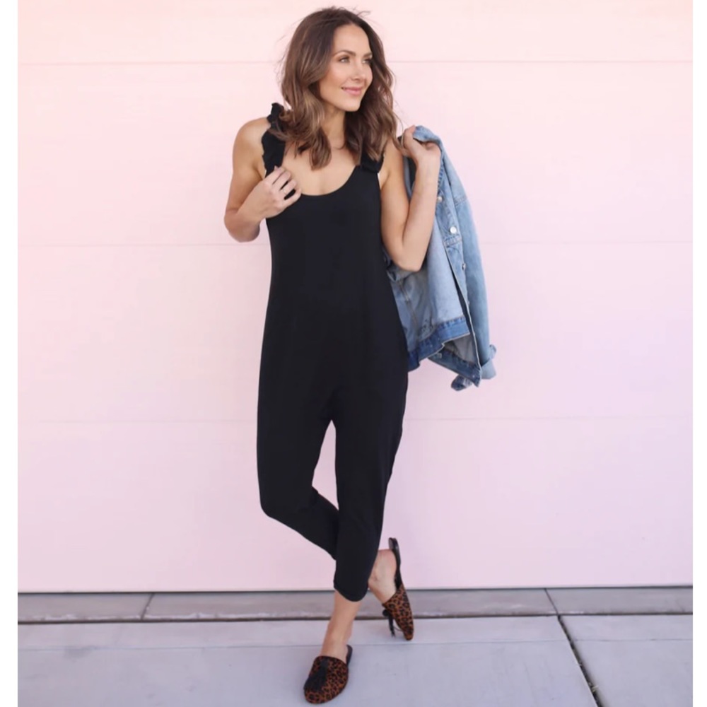 Smash + Tess Sweetheart Romper in Midnight Black